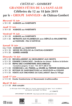programme des festivités 2019 saint eloi Chateau Gombert